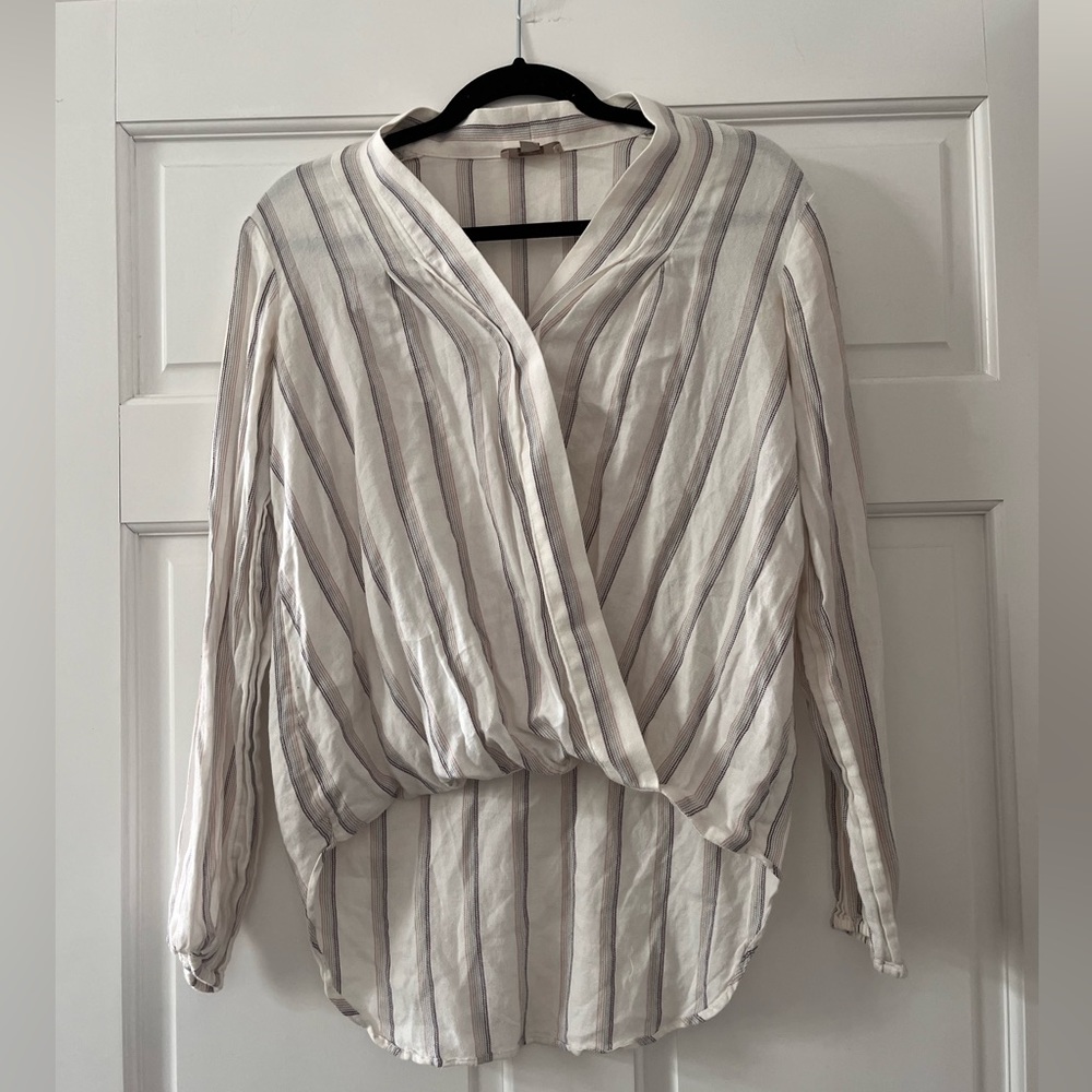V-neck striped blouse